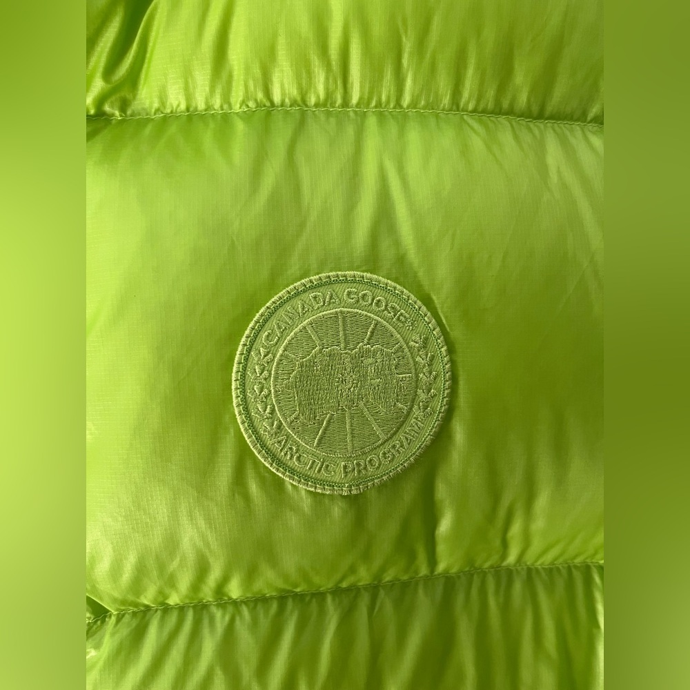Canada Goose Neon Lime Green Puffer Vest with Blue Lining - Picture 3 of 10